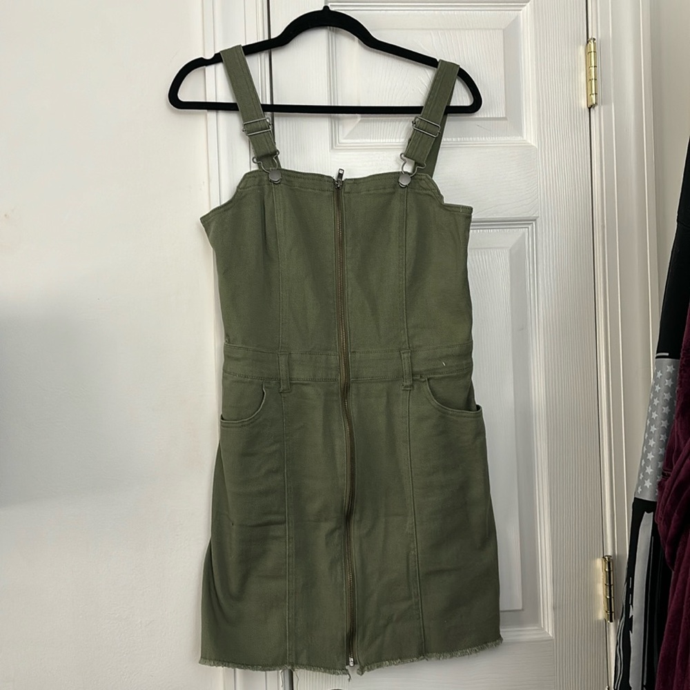 Green denim dress